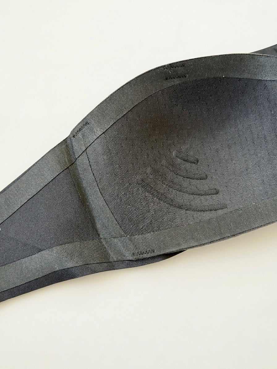 Flaty black strapless bra extra-wide silicone anti-slip grip band close up AA A B cup